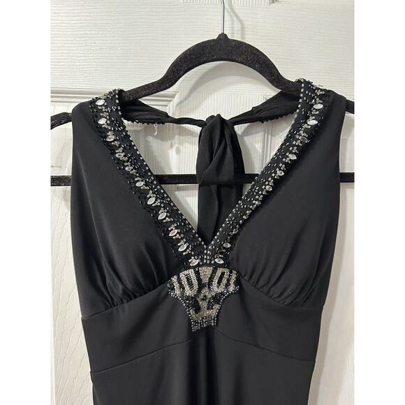 Cache Woman's Beaded Halter Top Black Dress Size 2 - Picture 2 of 7